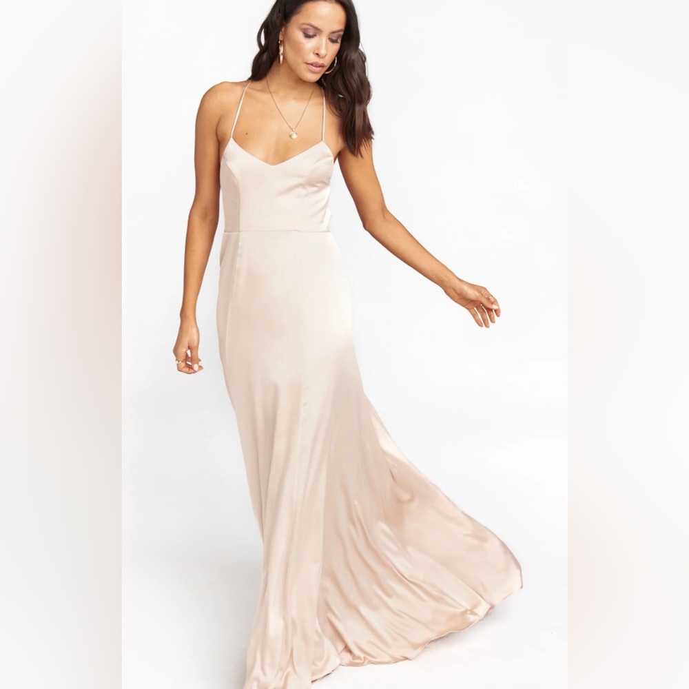 Godshaw Goddess Gown size SP in Champagne Luxe Satin by Show Me Your MuMu